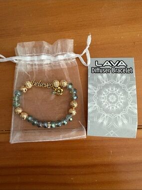 LAVA 'Believe' Gold and Iridescent Beaded Diffuser Bracelet
